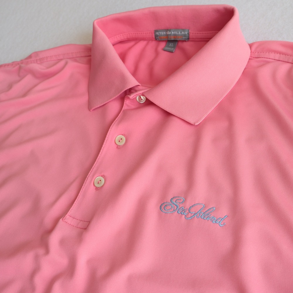 Peter Millar Summer Comfort Pink Sea Island Golf Polo Shirt Mens XL Short Sleeve